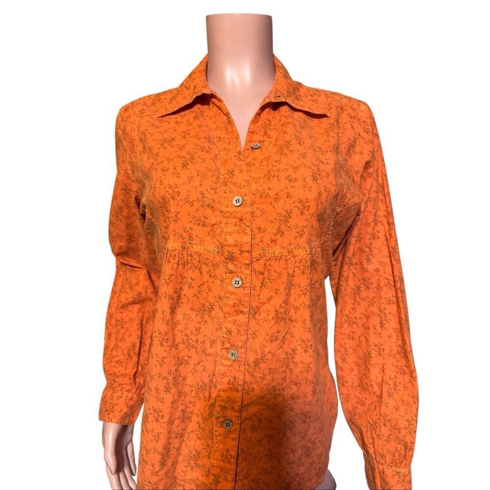 Pulp long-sleeve floral apricot  button-up casual top M